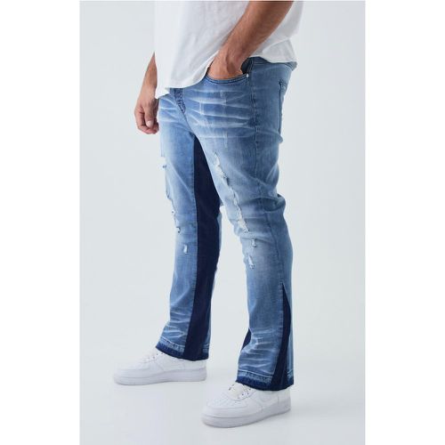 Grande taille - Jean flare skinny à soufflets - 38 - Boohooman - Modalova