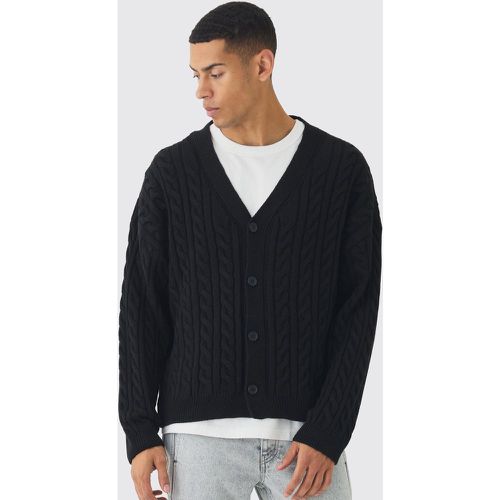 Cardigan oversize en maille torsadée - S - Boohooman - Modalova