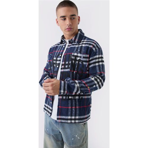 Chemise oversize à carreaux et taches de peinture - S - Boohooman - Modalova