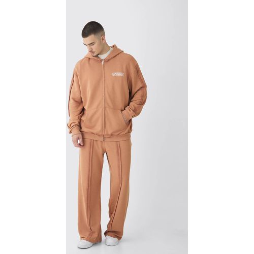 Tall - Survêtement oversize zippé à bords bruts et jogging - L - Boohooman - Modalova