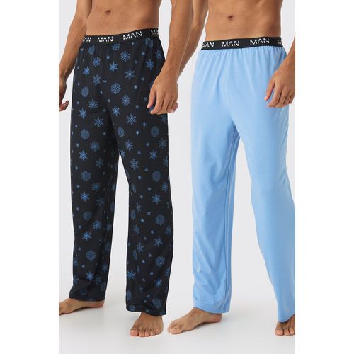 Lot de 2 pantalons confort à imprimé flocon de neige - MAN - S - Boohooman - Modalova