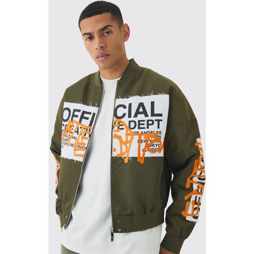 Bomber oversize à imprimé graffiti homme - S - Boohooman - Modalova