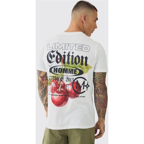 T-shirt cintré à imprimé cerise - S - Boohooman - Modalova