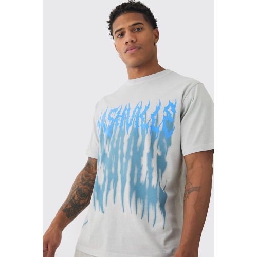 T-shirt délavé à imprimé gothique - M - Boohooman - Modalova