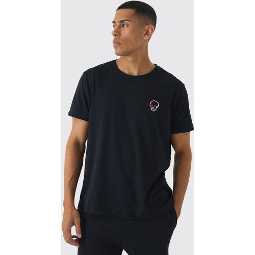 T-shirt oversize à broderie crâne - L - Boohooman - Modalova