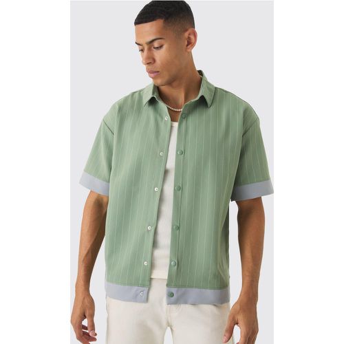 Chemise oversize à rayures fines et broderie - S - Boohooman - Modalova