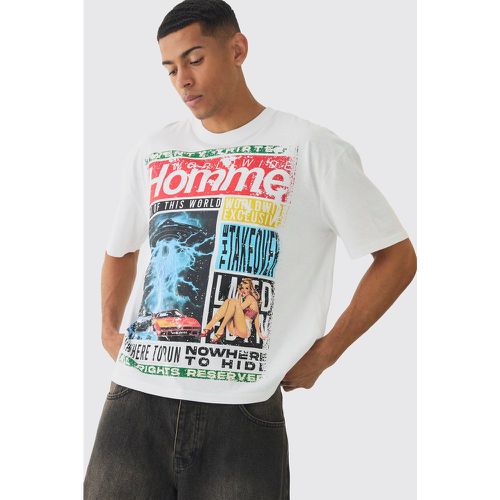 T-shirt oversize imprimé magazine - L - Boohooman - Modalova