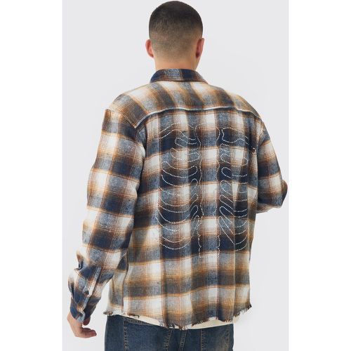 Chemise oversize déchirée à carreaux et squelette - S - Boohooman - Modalova