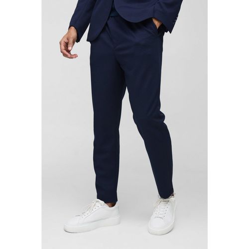 Pantalon droit texturé à taille élastiquée - M - Boohooman - Modalova