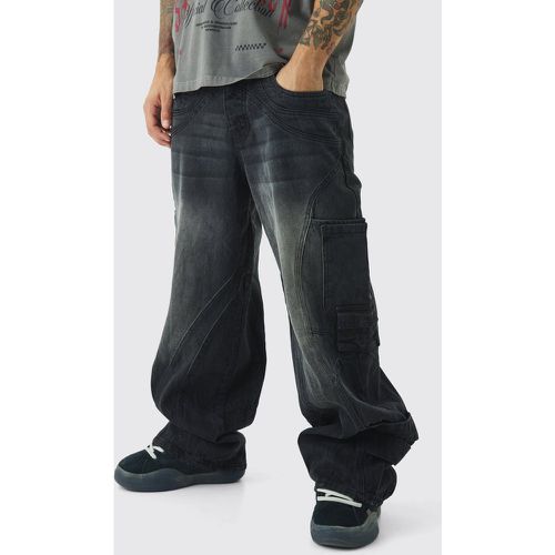 Jean cargo baggy délavé à ceinture - 28R - Boohooman - Modalova