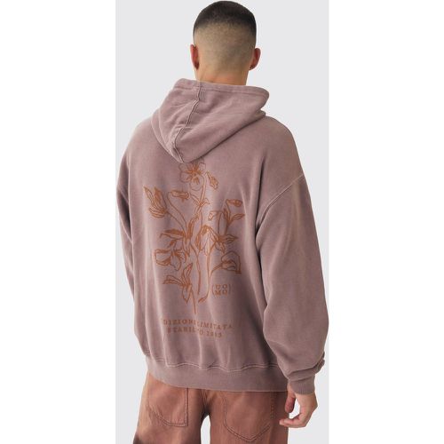 Sweat à capuche oversize délavé fleuri - S - Boohooman - Modalova