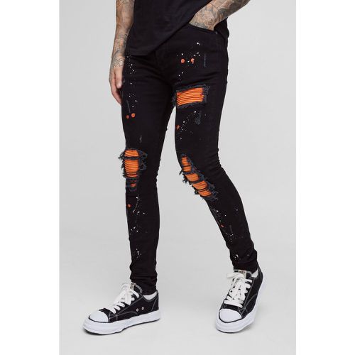 Tall - Jean super skinny déchiré et réparé à taches de peinture - 30 - Boohooman - Modalova