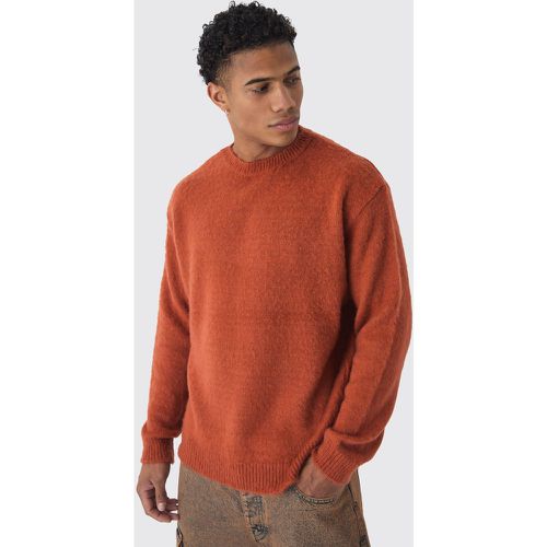 Pull oversize à col ras-du-cou en maille brossée - S - Boohooman - Modalova