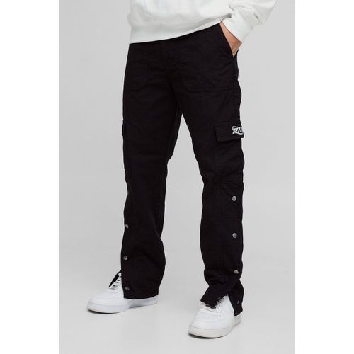 Pantalon cargo droit à logo - 28R - Boohooman - Modalova