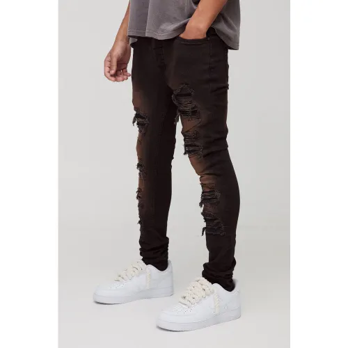 Jean super skinny déchiré et réparé - 32R - Boohooman - Modalova