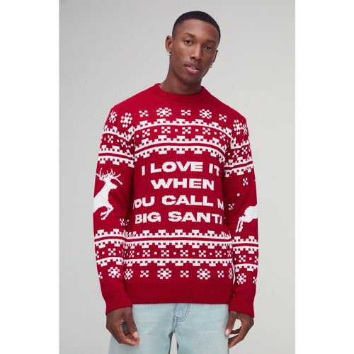 Pull de Noël à motif jacquard de Big Santa - S - Boohooman - Modalova