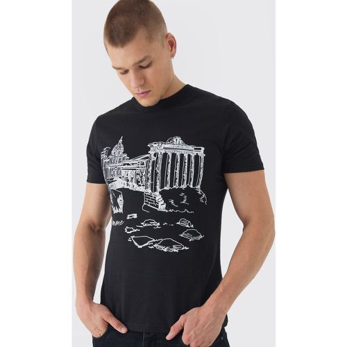 T-shirt cintré à imprimé paysage - S - Boohooman - Modalova