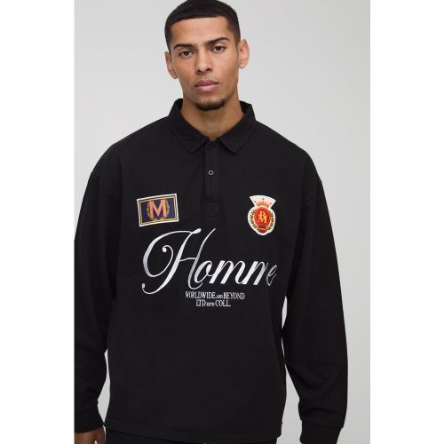 Polo de rugby oversize épais à écussons homme - L - Boohooman - Modalova