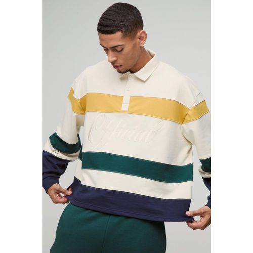 Sweat oversize rayé à broderie homme - M - Boohooman - Modalova