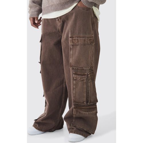 Grande taille - Jean cargo baggy délavé à poches multiples homme - 38 - Boohooman - Modalova