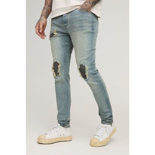 Tall - Jean skinny délavé déchiré et réparé - 30 - Boohooman - Modalova