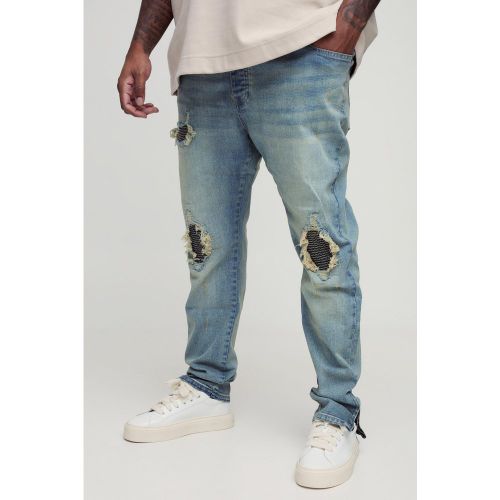 Grande taille - Jean skinny délavé déchiré et réparé - 38 - Boohooman - Modalova