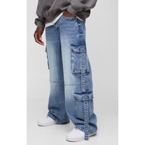Jean cargo baggy à poches multiples - 28R - Boohooman - Modalova