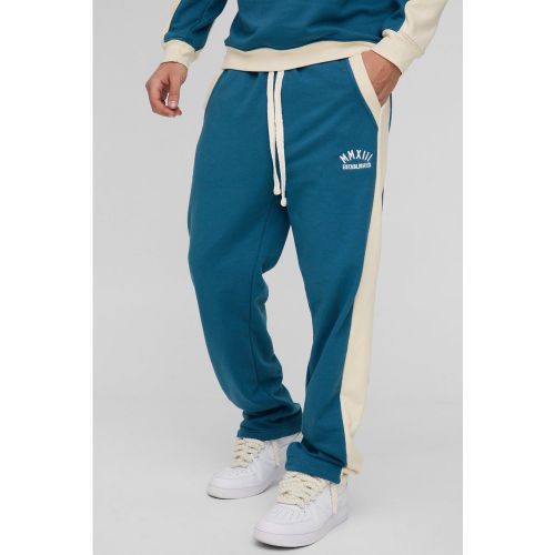 Jogging slim color block à broderies - S - Boohooman - Modalova