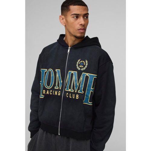 Sweat à capuche oversize zippé délavé - S - Boohooman - Modalova