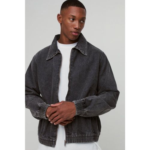 Veste Harrington oversize en jean homme - XL - Boohooman - Modalova