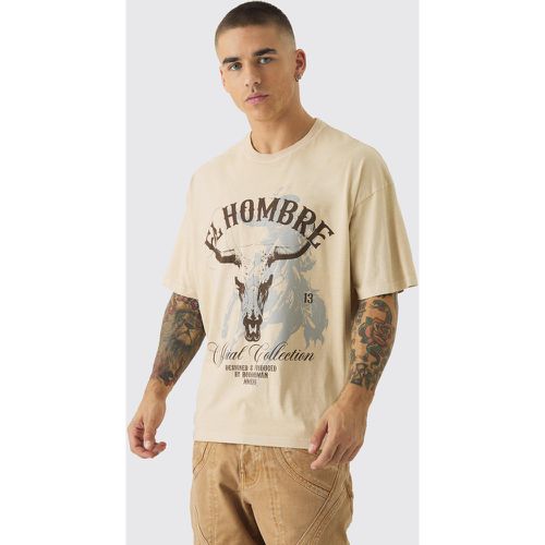 T-shirt oversize délavé à slogan - S - Boohooman - Modalova