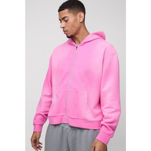 Sweat à capuche oversize zippé délavé homme - L - Boohooman - Modalova