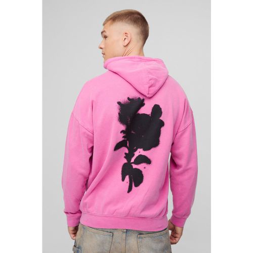 Sweat à capuche délavé fleuri - S - Boohooman - Modalova