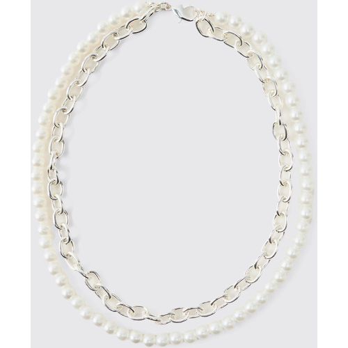 Collier à chaînes et perles - ONE SIZE - Boohooman - Modalova