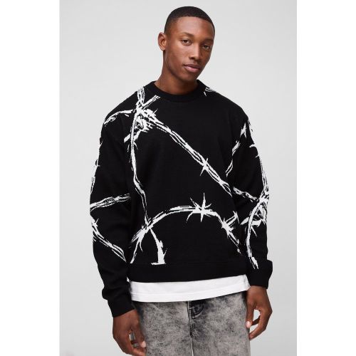 Pull oversize à motif jacquard - M - Boohooman - Modalova