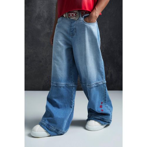 Jean large zippé en jean - 28R - Boohooman - Modalova