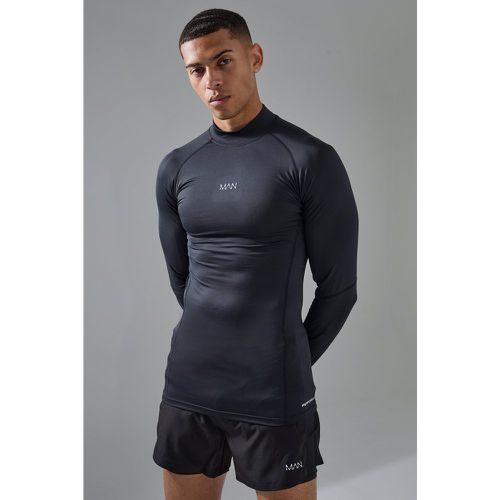 T-shirt de sport à col montant et manches longues - MAN Active homme - S - Boohooman - Modalova