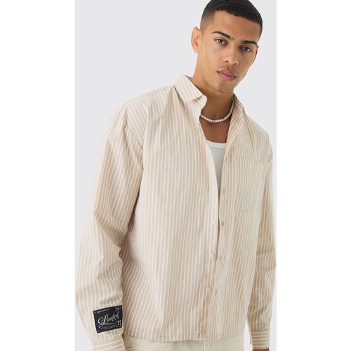 Chemise oversize rayée en popeline - M - Boohooman - Modalova