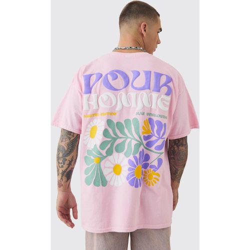 T-shirt oversize délavé fleuri - L - Boohooman - Modalova