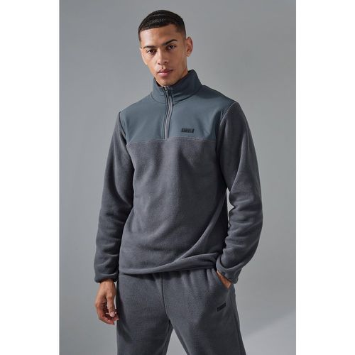 Sweat à capuche en polaire à col zippé - MAN Active - S - Boohooman - Modalova