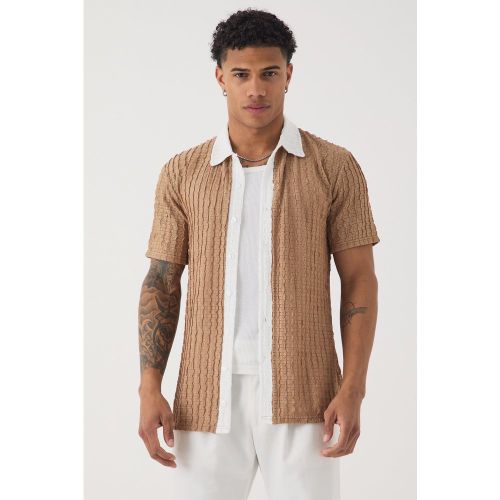 Chemise slim à rayures et manches courtes - L - Boohooman - Modalova