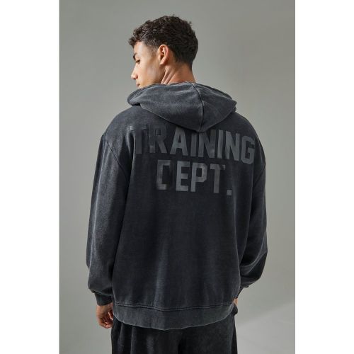 Sweat à capuche oversize délavé à slogan - MAN Active - XL - Boohooman - Modalova