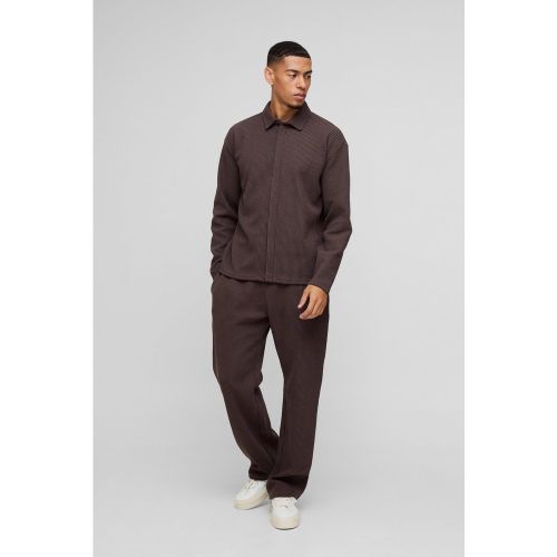 Ensemble oversize bicolore en jersey avec chemise zippée et jogging - S - Boohooman - Modalova