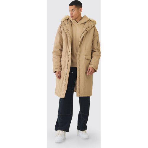 Parka oversize à capuche en fausse fourrure homme - S - Boohooman - Modalova