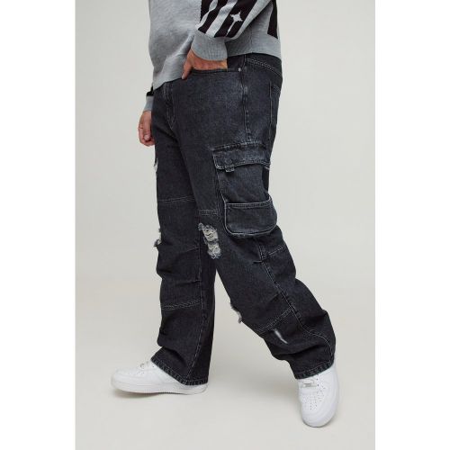 Grande taille - Jean cargo large à déchirures homme - 38 - Boohooman - Modalova