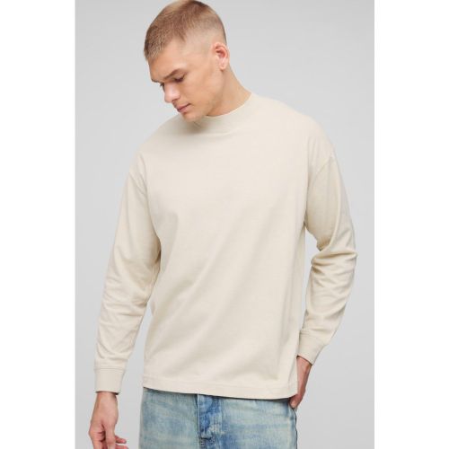 T-shirt épais oversize à motif jacquard et manches longues - L - Boohooman - Modalova