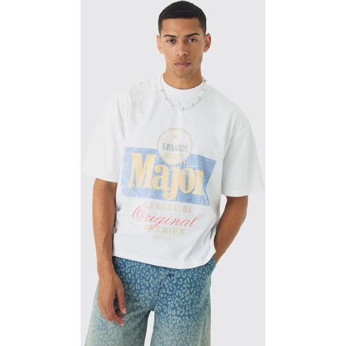 T-shirt oversize délavé imprimé - S - Boohooman - Modalova