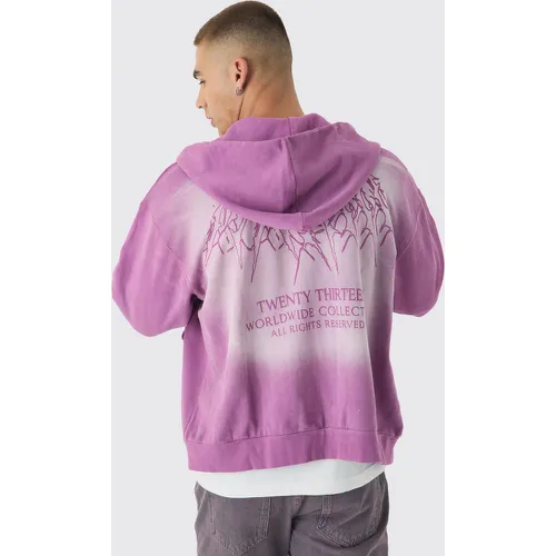 Sweat à capuche oversize délavé à imprimé graffiti - S - Boohooman - Modalova