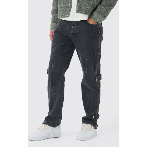 Jean large zippé délavé - 32R - Boohooman - Modalova