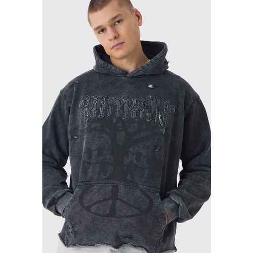 Sweat à capuche oversize à bords bruts - S - Boohooman - Modalova